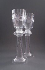 Zwei geschliffene, original Theresienthal Wein / Sektgläser um 1960 hergestellt!