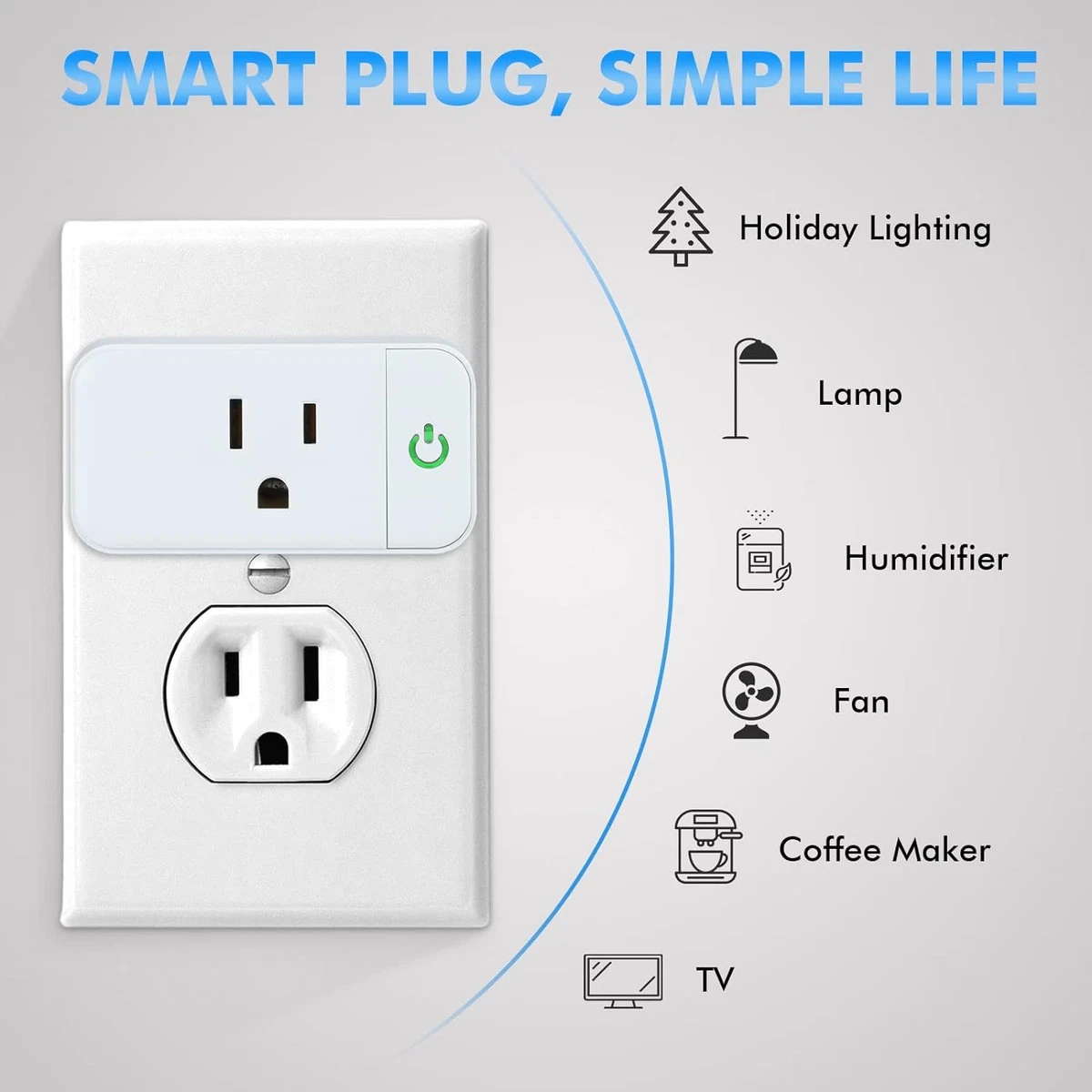 ALASTECH Smart Plug, Smart Home Wi-Fi Outlet Compatible with Alexa, Echo, Google Home, 15A Wi-Fi Socket for Home Automation, ETL & FCC Listed