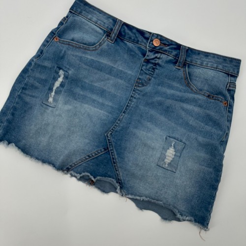 Justice Skort Girl's 20 Blue Denim Panty Lined Distressed Raw Hem Medium Wash