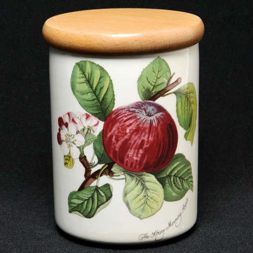 Portmeirion Pomona Storage Canister with Wooden Lid Hoary Morning Apple Design