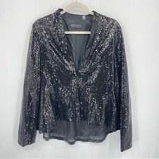 Bagatelle Black Sequin Blazer Jacket - Size M