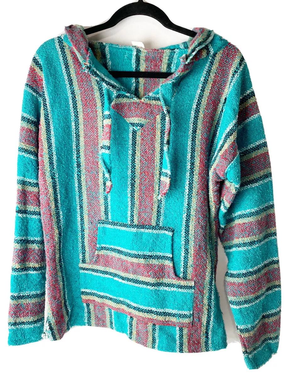El Paso Saddle Blanket Co Pullover Hoodie Jacket Hippie Blue Red Size Large  EUC | eBay