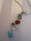 VINTAGE STERLING 925 LT COLORFUL GEMSTONE 18" NECKLACE