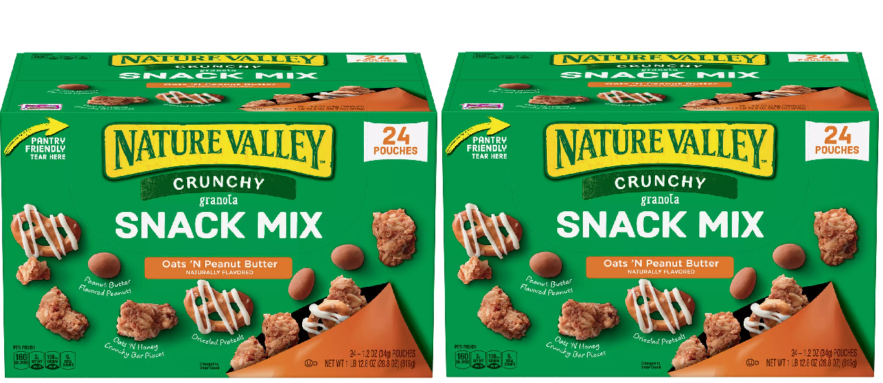 2 Box Nature Valley Crunchy Granola Snack Mix Oats 'N Peanut Butter, 48