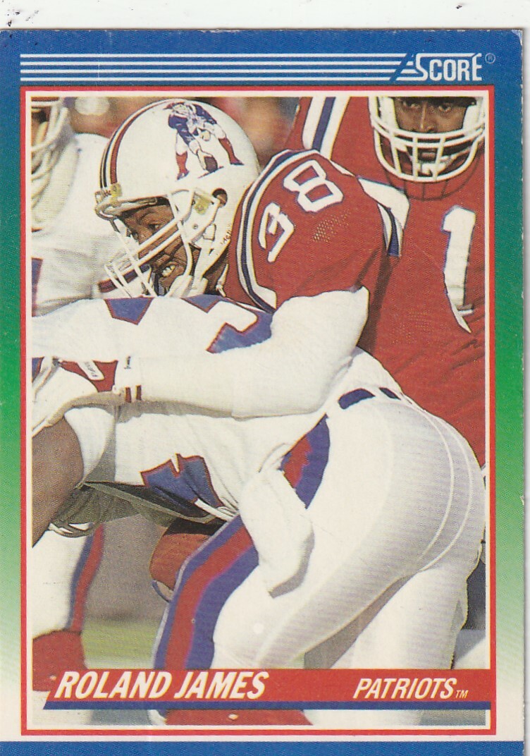 FREE SHIPPING-MINT-1990 Score Roland James #376 PATRIOTS PLUS BONUS CARDS