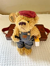 CHESAPEAKE BAY CRAFTS Plush Bear Overalls Hammer Lunch Box Cap
