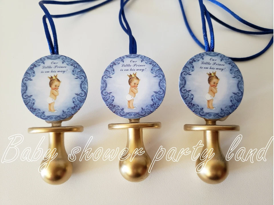 Royal Prince | Baby Shower Decoration | 12 Pacifier Necklace | Color Gold | Boy - Image 2 of 4