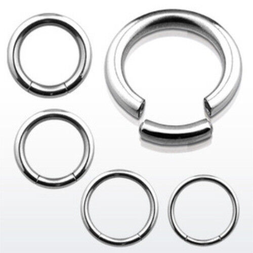 PAIR Surgical Steel Segment Rings 16g, 14g, 12g, 10g, 8g, 6g, 4g - Picture 1 of 1