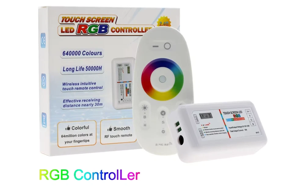 RGBW /RGB LED Controler Touch Screen 2.4G DC12-24V 18A Remote Controller - Image 2 of 4