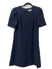 Eliza J Womens Short Sleeve  Sheath  Dress Size 10 Navy Blue Lined Back Zip