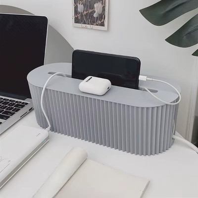 Large Capacity Wire Management Box Dustproof Desktop Organizer for Power Strips 