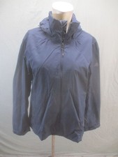 Adidas Size L Women Blue Climaproof Drawcord Hem Hooded Full Zip Windbreaker 937