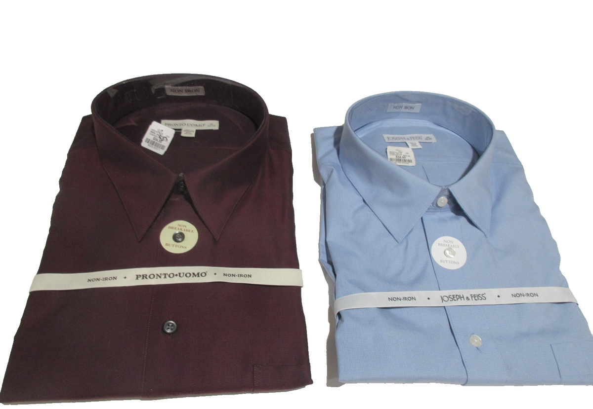 joseph feiss dress shirts non iron NWT Sz 20 34/35 NON IRON Dress Shirt: Joseph & Feiss Blue & Pronto Uomo  Burgundy