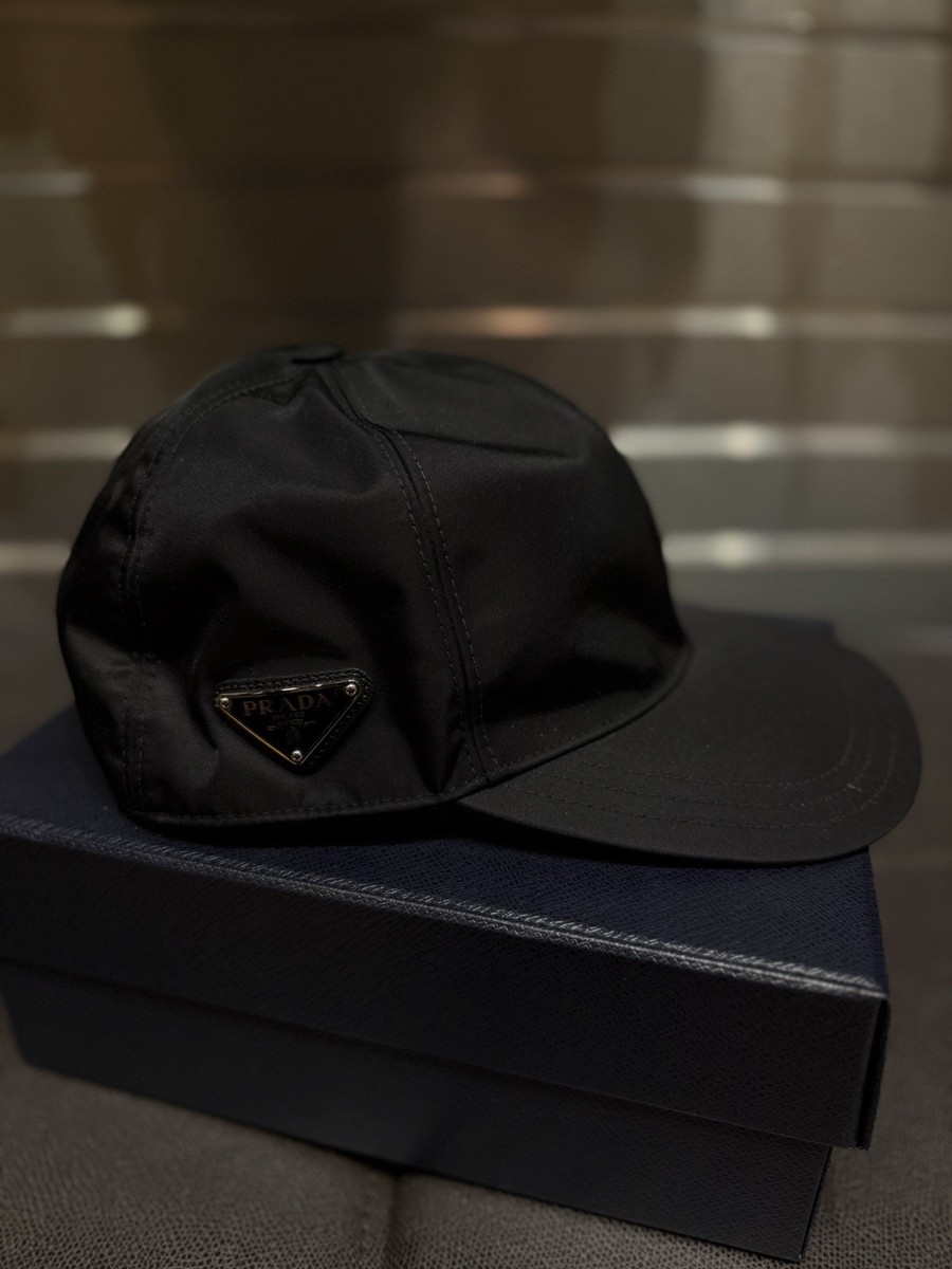 Prada Re-Nylon Baseball Cap Unisex Black Size XL 100% Authentic W