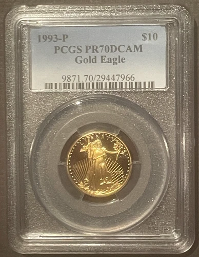 1993-P American Eagle $10 GOLD PCGS PR70 DCAM : Coin 1/4 Oz Bullion : 10158