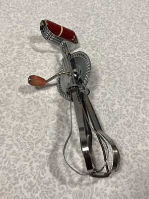 #ad Hi Speed Aamp;J Egg Beater by Ekco Products Co Manual Red Hand Mixer Vintage 1940s $12.50