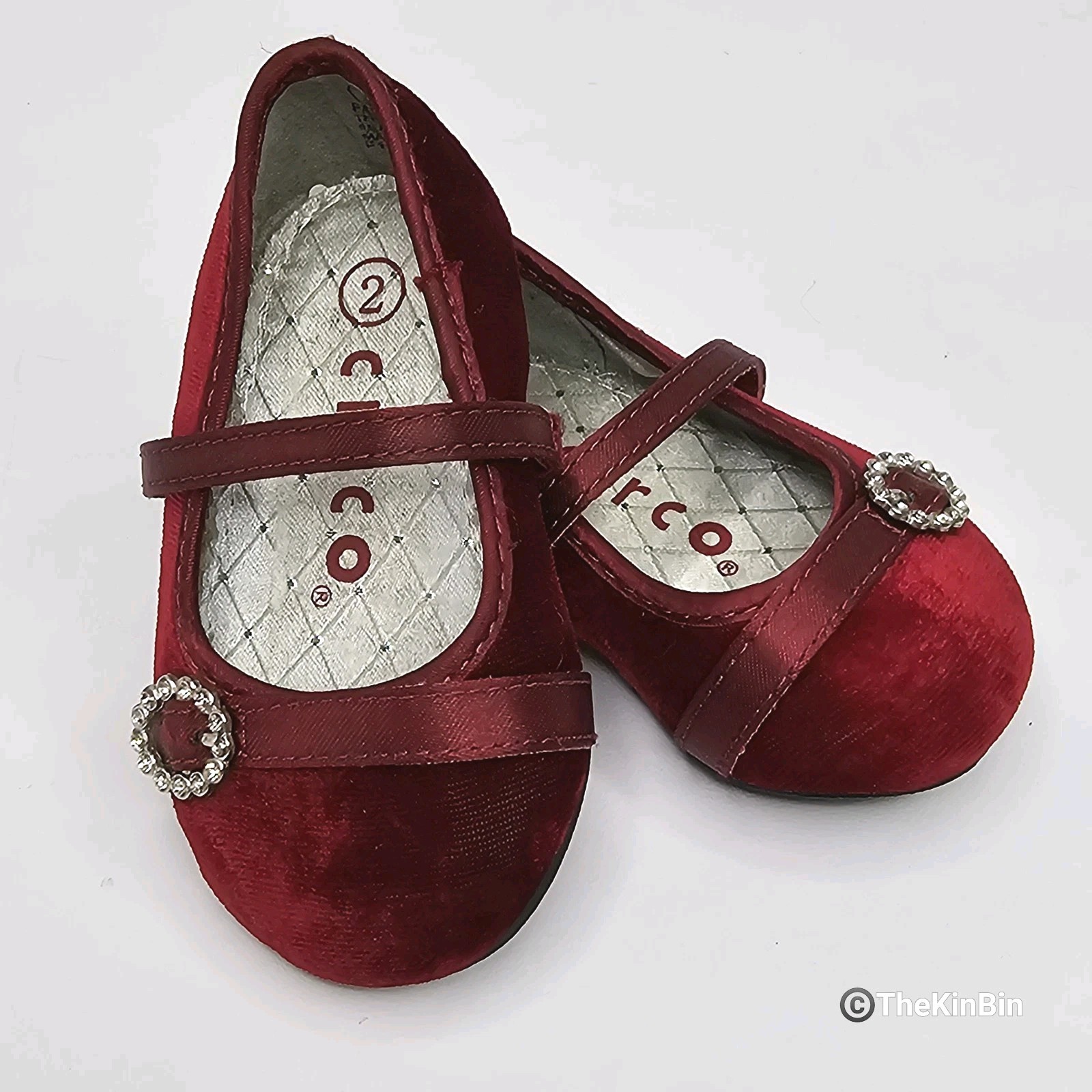 Circo Mayoral Dk Red Mary Jane Velvet & Rhinestone Accent Baby Size 2 Dress Shoe