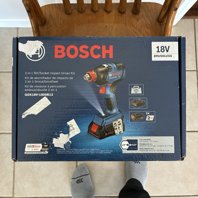 Bosch GDX18V-1800B12 18V Brushless Impact Driver Kit 2Ah Battery Charger