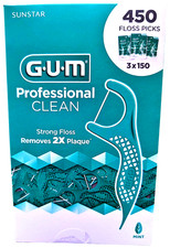 GUM Professional Clean Floss Picks 3 Packs x 150 Count