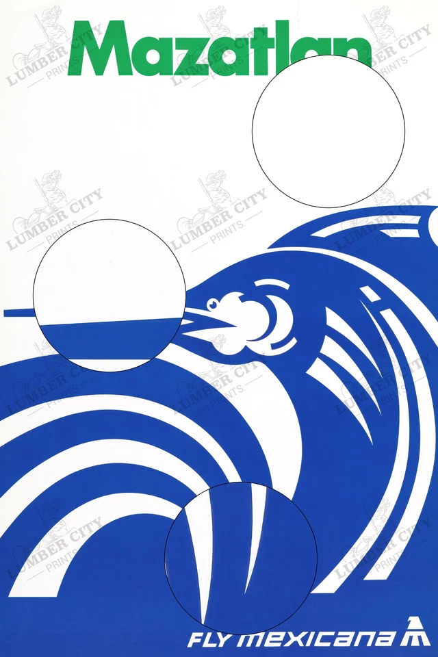 Pôster de viagem Mazatlan México Mexicana Airlines impressão arte parede retrô - Imagem 2 de 4