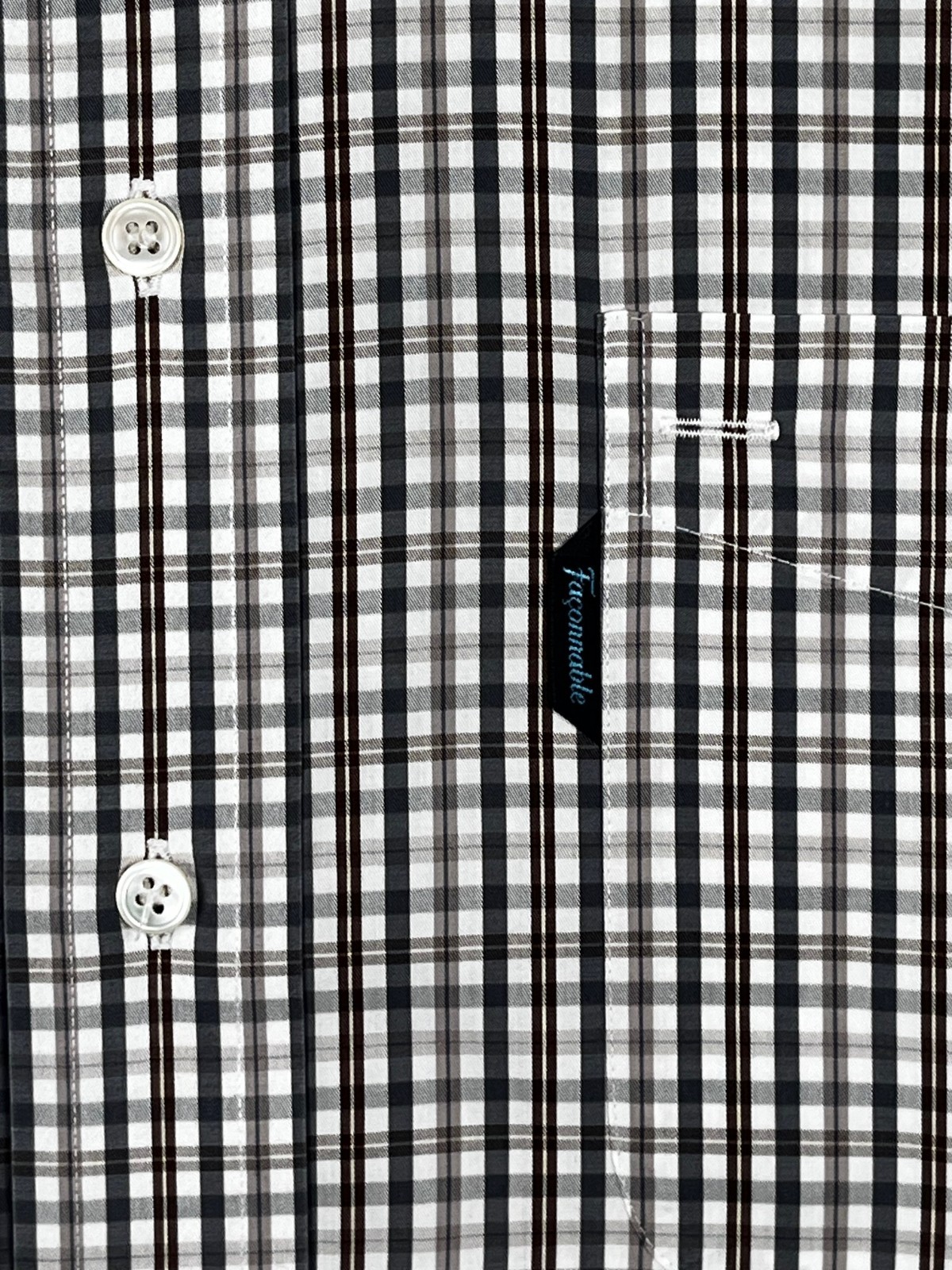 Faconnable Button Down Brown Gray Check Long Slee… - image 5