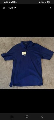 NWT Bugatchi Uomo Dark Blue Polo Shirt Short Sleeve Egyptian Cotton Size Large
