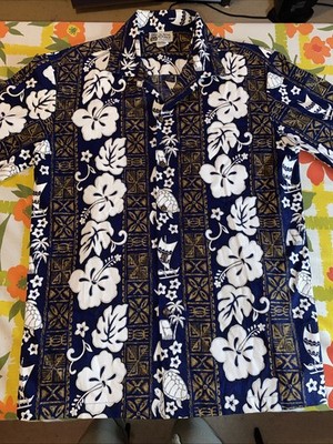Aloha Republic Hawaiian Medium Shirt Sea Turtles And Flowers Mens
