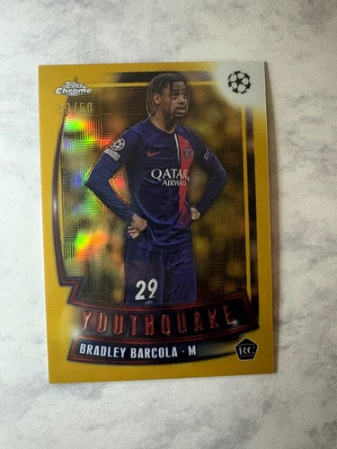 2023-24 Topps Chrome Bradley Barcola Rookie RC Youthquake Gold 39/50 France PSG