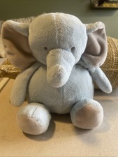 Carters Precious Firsts Elephant Blue Plush Lovey Rattle Baby Stuffed Toy 8"