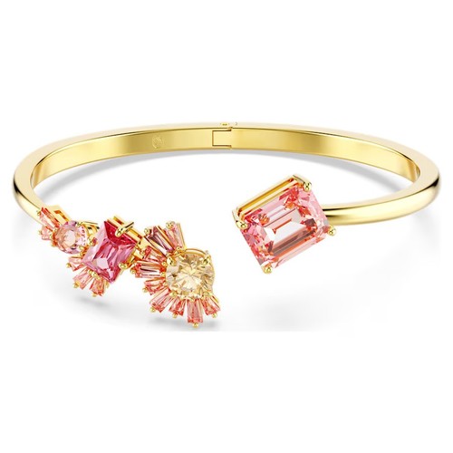 Swarovski Crystal Gema Bangle, Mixed Cuts, Pink, Gold-Tone Plated 5688482 Size M - 第 1/6 張圖片
