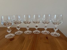 Set of 6 X Bohemia Crystal Wine Glasses with Faceted Stem Bohemian Retro Vintage