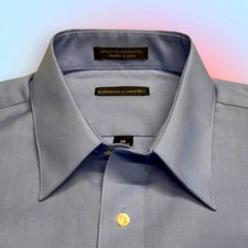 PIERRE CARDIN 16 - 34/35 Solid Blue Dress Shirt