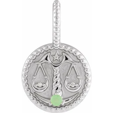 Platinum Natural Green Chrysoprase & .005 CTW Diamond Libra Charm/Pendant