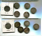 1853- 1877 LIBERTY SEATED SILVER QUARTER LOT OF 6 G VG 5604T