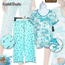 NWT Cuddl Duds Womens S Short Sleeve T-Shirt Cropped Pant Pajama Set, Assorted