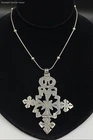 925 Silver Saturn Chain Ring Clasp Necklace W/ Vintage Cross Pendant
