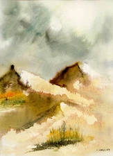 Original Watercolor Painting, Abstract landscape by Vasil Vasilev