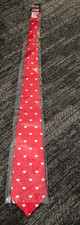 Valentine's Mens Red Necktie - With Hearts  - New
