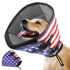 TDTOK Soft Dog Cone for Large Dogs After Surgery, Flag Pattern Recovery Colla...