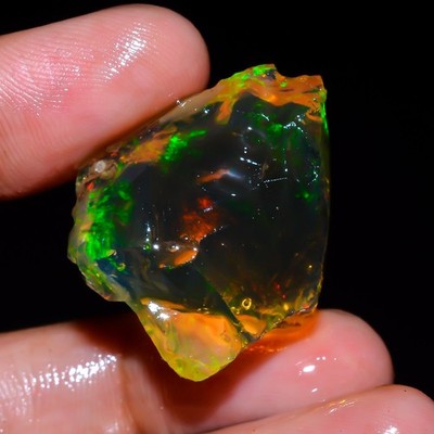 Äthiopischer Opal Roh- Edelstein Multi- Fire Opal Lose Natur 28x24x13mm 39Ct