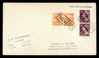 DR WHO 1955 AUSTRALIA PAQUEBOT CRAGMOOR SHIP TO USA R71041