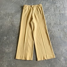 Vintage 70s Gino Paoli Wide Leg Pants Womens 10 Tan Wool Loose Made in Italy