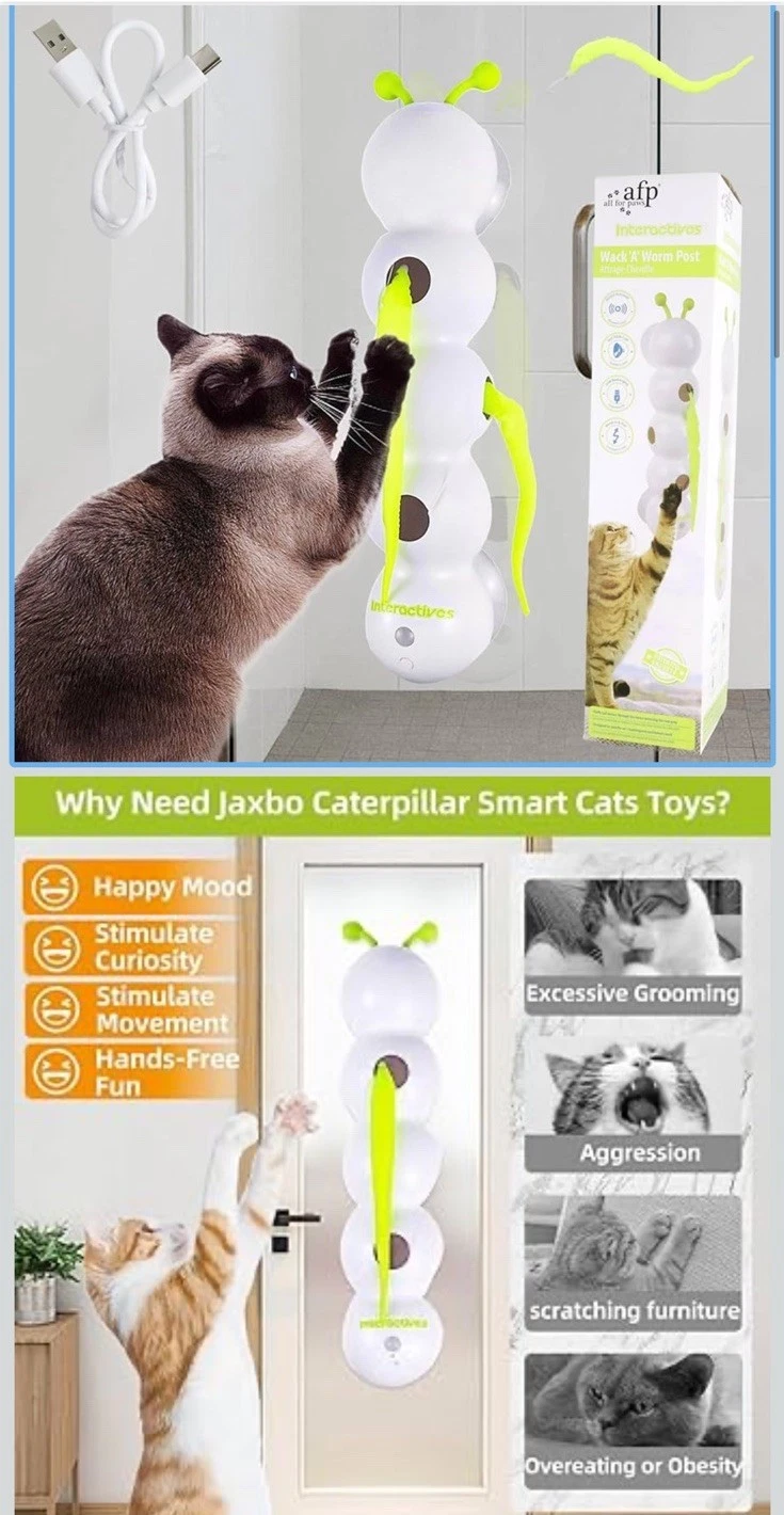 Caterpillar Smart Cats Toys, Interactive Cat Feather Toy