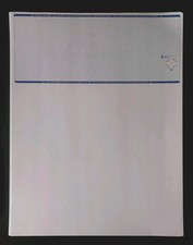 Papel de cheques en blanco de alta seguridad (60) azul cheque en la parte superior - 1/3 perforado