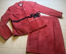 August Silk Logic Red Jacket & Skirt Genuine ...