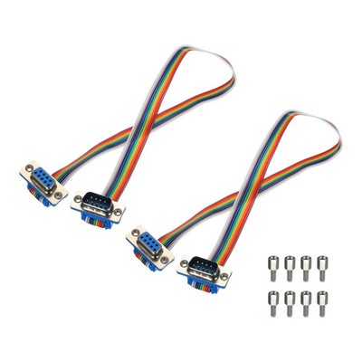 2 Pcs IDC Rainbow Wire DB9 Male to DB9 Female 11.8 Inch Length