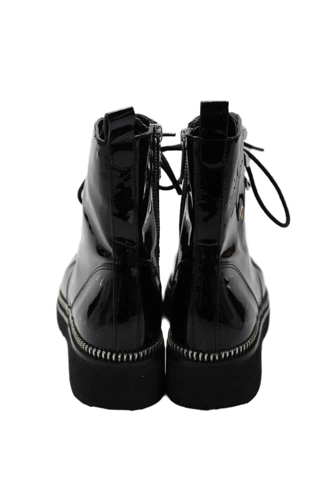 Michael Kors Womens Patent Leather Studded Detail Zippered Boots Black Size 8 - Image 3 of 4