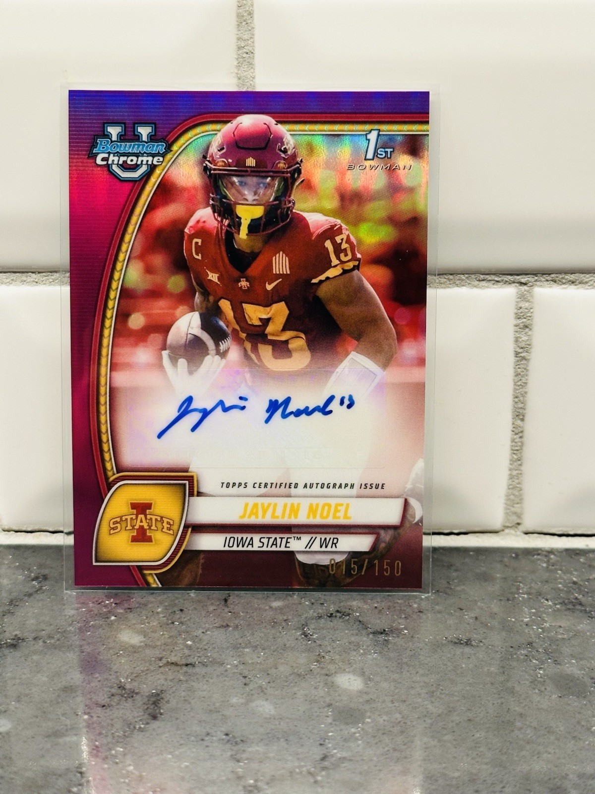2024 Bowman Chrome University 1st Fuchsia Refractor Auto  Jaylin Noel (RC) /150