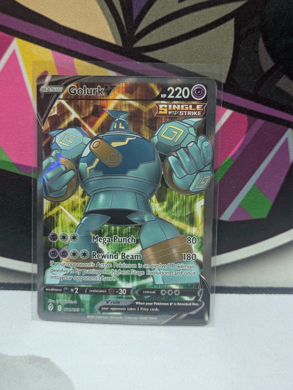 Golurk V 181/203 Evolving Skies NM Full Art Ultra Rare Pokemon Card