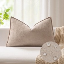 14x22 Inch Lumbar Pillow Cover 1 Pack Soft Boucle Textured Decorative Waterproof